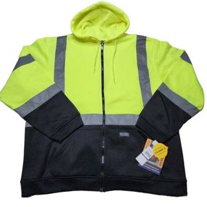 Bass Creek Workwear Class 3 High Visability Full Zip Hooded Jacket Sz XL NWT